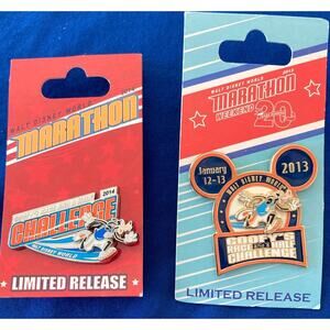 New  Disney Trading Pins (2) Limited Release on Carboard Marathon 2013 and 2014